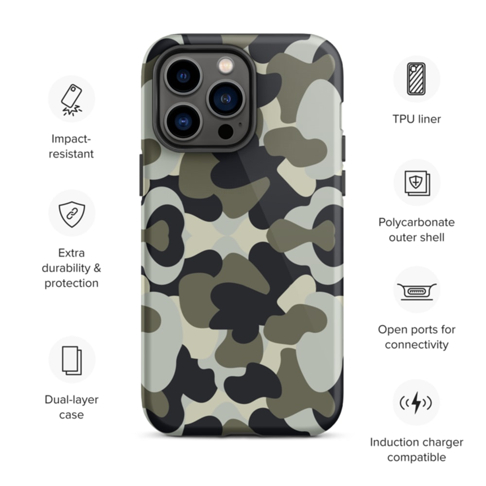 Camo Military Black Gray Khaki Pattern Tough Case for iPhone®
