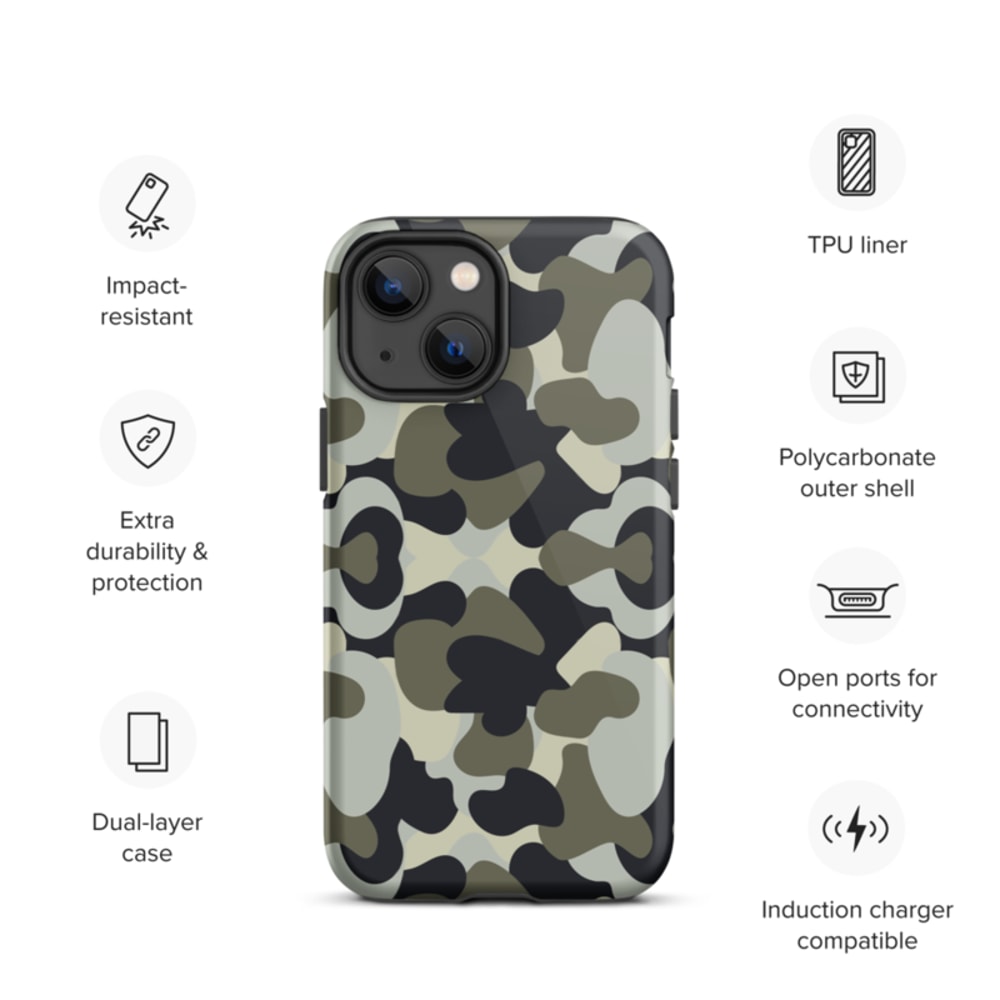 Camo Military Black Gray Khaki Pattern Tough Case for iPhone®