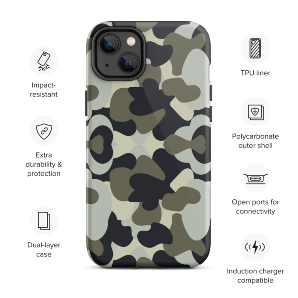 Camo Military Black Gray Khaki Pattern Tough Case for iPhone®