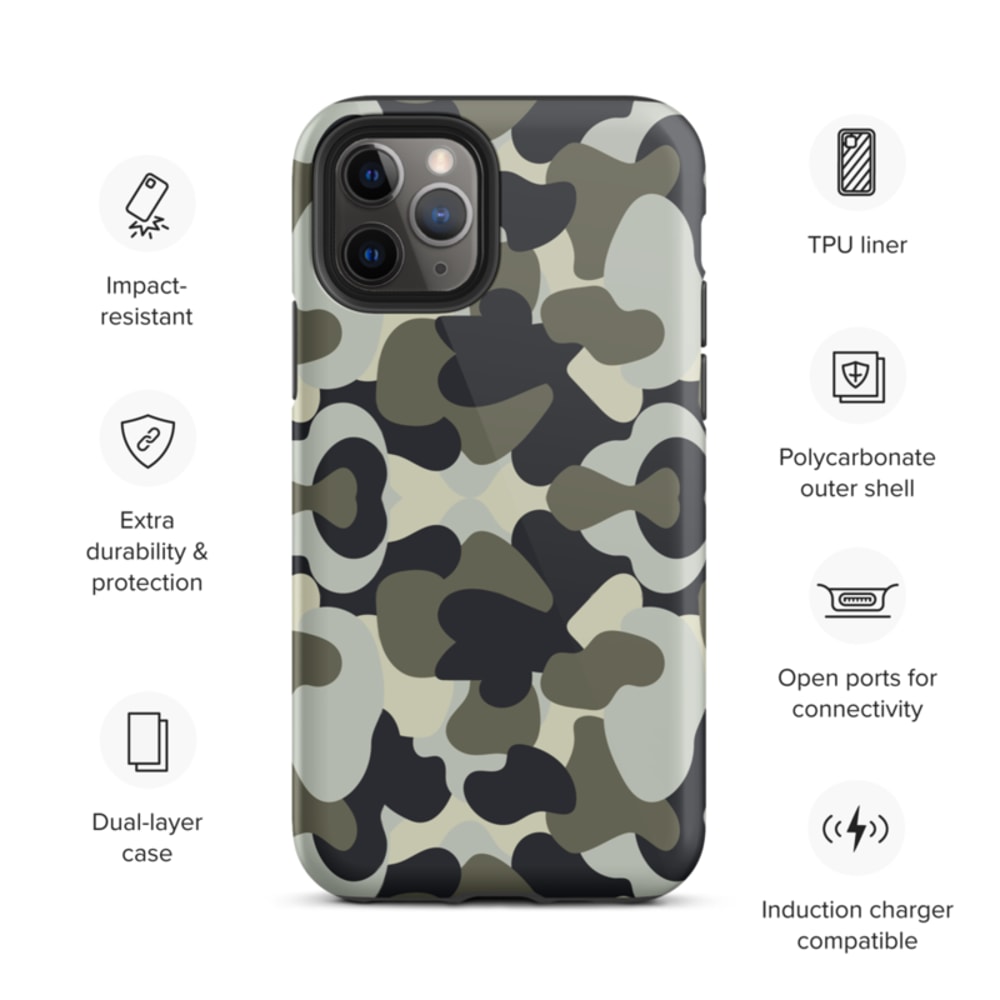 Camo Military Black Gray Khaki Pattern Tough Case for iPhone®