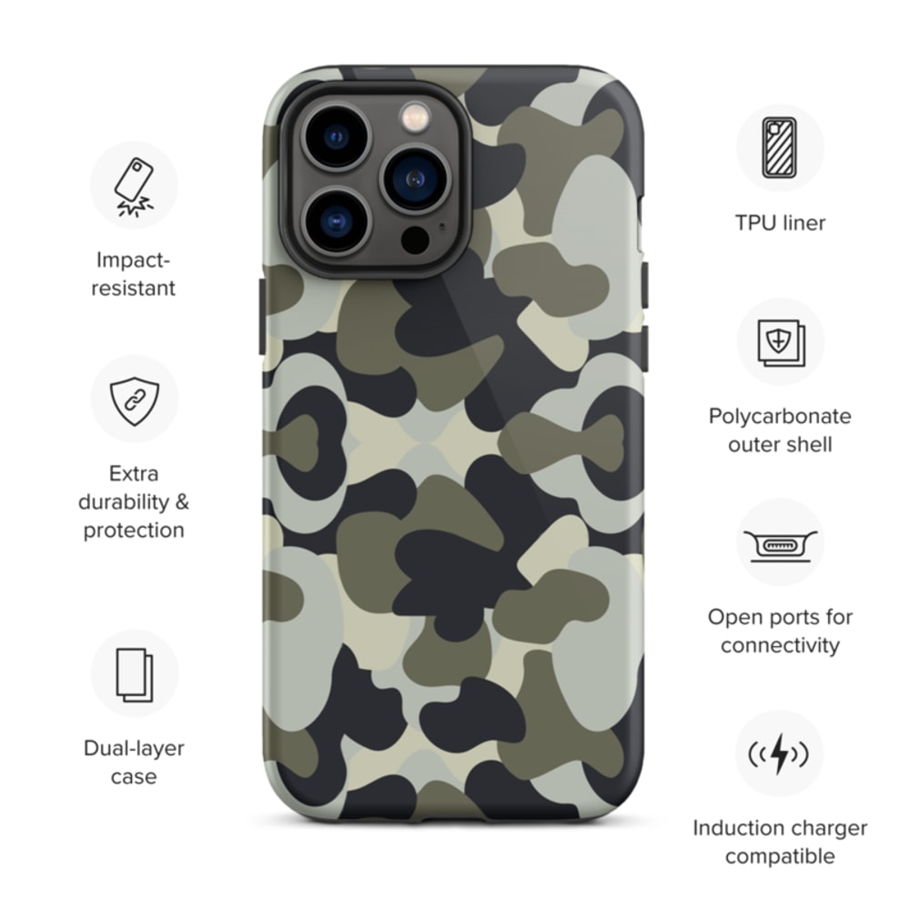 Camo Military Black Gray Khaki Pattern Tough Case for iPhone®