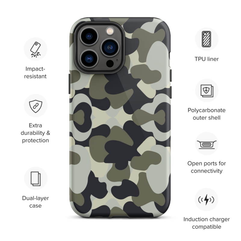 Camo Military Black Gray Khaki Pattern Tough Case for iPhone®