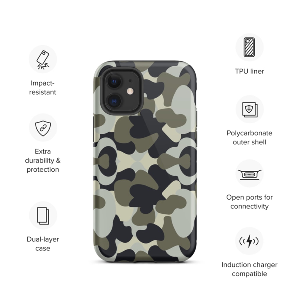 Camo Military Black Gray Khaki Pattern Tough Case for iPhone®