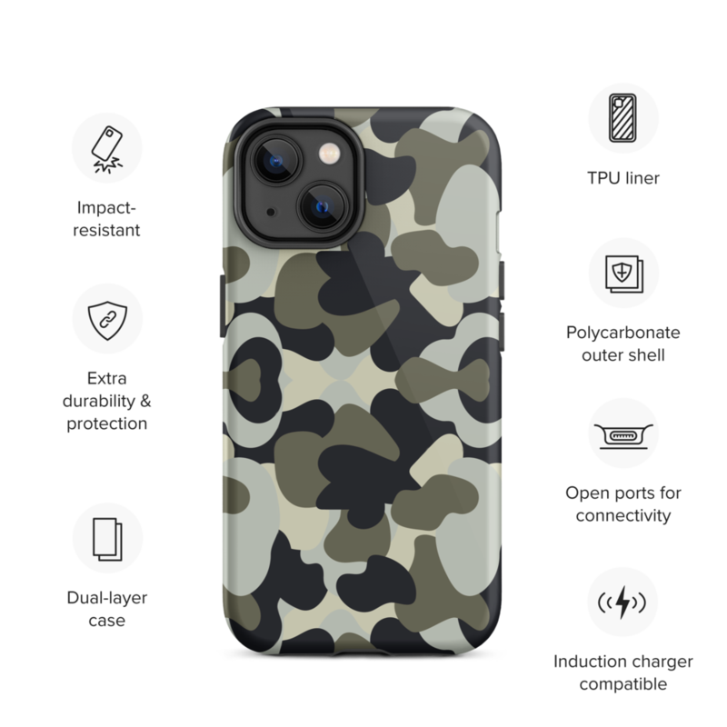 Camo Military Black Gray Khaki Pattern Tough Case for iPhone®