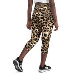 leopard print animal skin pattern yoga capri leggings