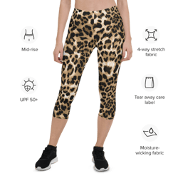 leopard print animal skin pattern capri leggings