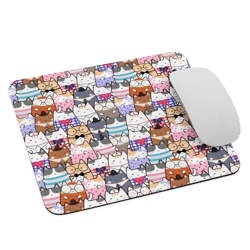 cute cats kawaii seamless pattern mouse pad