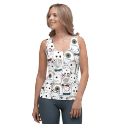 cute cartoon monsters seamless pattern sublimation cut & sew tank top