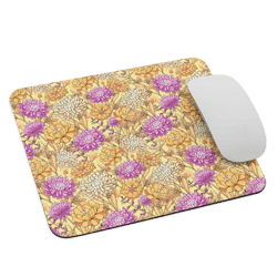 chrysanthemum flowers seamless pattern mouse pad