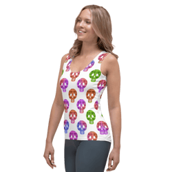 colorful skulls seamless pattern sublimation cut & sew tank top
