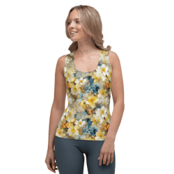 colorful spring flowers seamless pattern sublimation cut & sew tank top