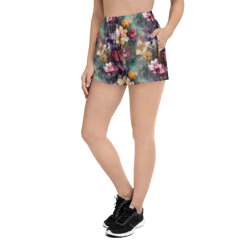 beautiful romantic flowers chic floral pattern women’s recycled athletic shorts