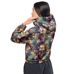 beautiful romantic flowers chic floral pattern women’s cropped windbreaker