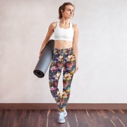 beautiful romantic flowers chic floral pattern yoga leggings