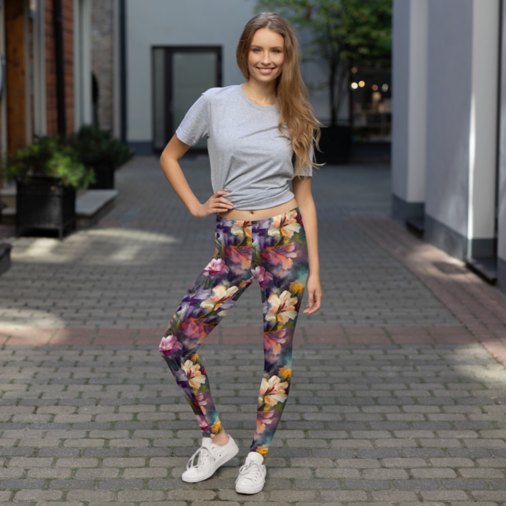 Beautiful Romantic Flowers Chic Floral Pattern Leggings