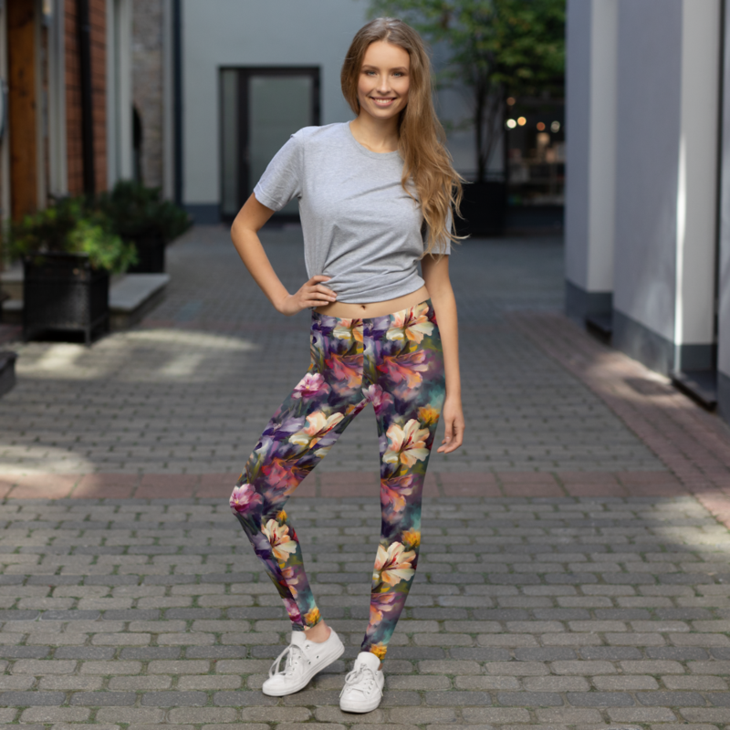 Beautiful Romantic Flowers Chic Floral Pattern Leggings