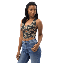 daisy flowers retro seamless pattern crop top