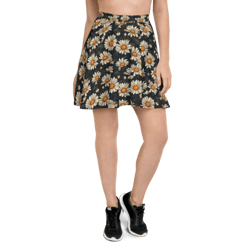 daisy flowers retro seamless pattern skater skirt