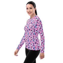 cartoon love hearts pattern women's rash guard