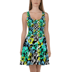 turning point abstract pattern skater dress