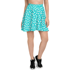 simple white and blue floral pattern skater skirt