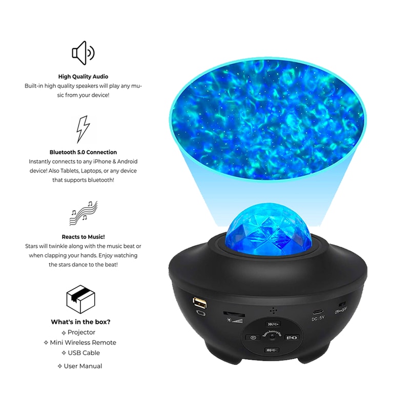 Remote Controlled Bluetooth Music Starry Galaxy Projector Light 7