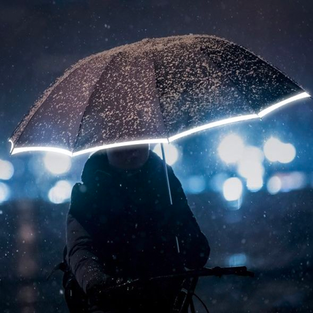 Windproof LED Inverted Umbrella with Reflective Stripe & Reverse Folding 2