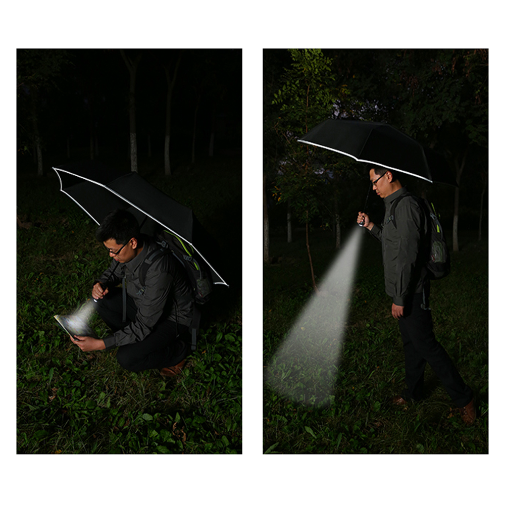 Windproof LED Inverted Umbrella with Reflective Stripe & Reverse Folding 3